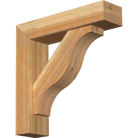 Ekena Millwork Funston Block Rough Sawn Bracket w/ Offset Brace, Western Red Cedar, 6"W x 24"D x 24"H BKT0604X24X24FST05RWR